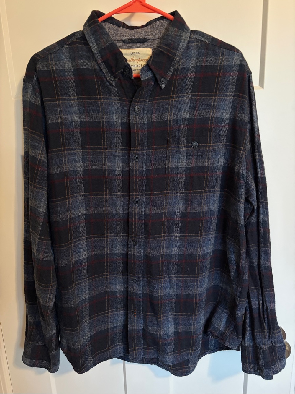 Original Weatherproof Vintage 100% Cotton Plaid Flannel Long Sleeve Mens Large